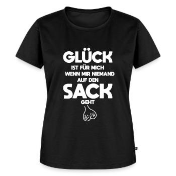 Glück Sack Hoden lustiger Spruch Geschenk - Frauen Premium Bio T-Shirt - Schwarz - Vorne - Selfina (174cm)