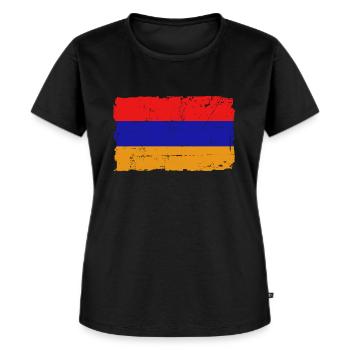 Flag of Armenia - Armenia Flag - Shabby look - Women's Premium Organic T-shirt - black - Front - Selfina (174cm)