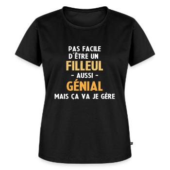 Super Filleul génial meilleur Filleul - T-shirt Premium bio Femme - noir - Devant - Selfina (174cm)