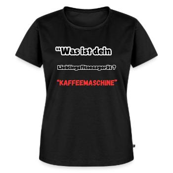 « Appareil de fitness Machine à café » - T-shirt Premium bio Femme - noir - Devant - Selfina (174cm)