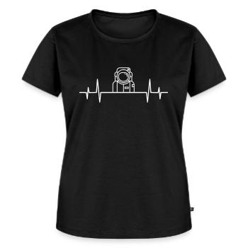 Herzschlag Astronaut Anzug Helm Nasa Esa ISS Space - Frauen Premium Bio T-Shirt - Schwarz - Vorne - Selfina (174cm)