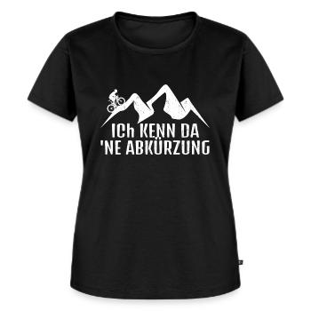 Ich kenn da ne abkürzung Fahrrad - Frauen Premium Bio T-Shirt - Schwarz - Vorne - Selfina (174cm)