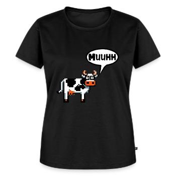 Servus Moin Kuh Hallo Morgen Hello Guten Tag - Frauen Premium Bio T-Shirt - Schwarz - Vorne - Selfina (174cm)