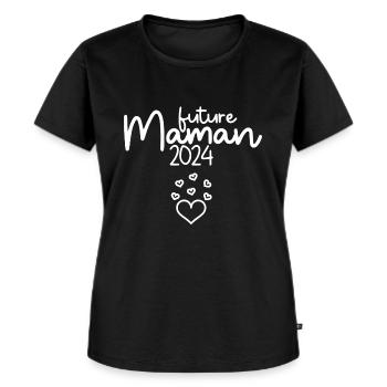 Annonce grossesse Meilleure future Maman 2024 - T-shirt Premium bio Femme - noir - Devant - Selfina (174cm)
