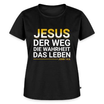 Bibel Vers Jesus der Weg die Wahrheit das Leben - Frauen Premium Bio T-Shirt - Schwarz - Vorne - Selfina (174cm)