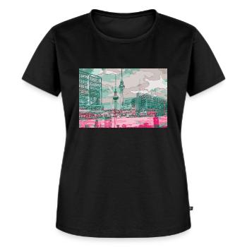 Alexanderplatz - Frauen Premium Bio T-Shirt - Schwarz - Vorne - Selfina (174cm)