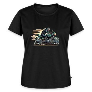8-bit Motorrad - Frauen Premium Bio T-Shirt - Schwarz - Vorne - Selfina (174cm)