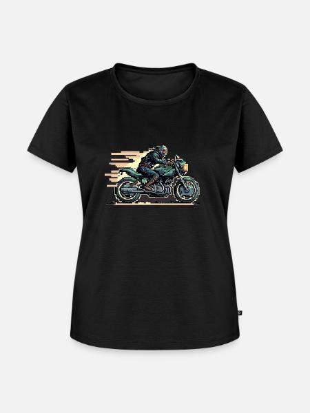 8-bit Motorrad - Frauen Premium Bio T-Shirt - Schwarz
