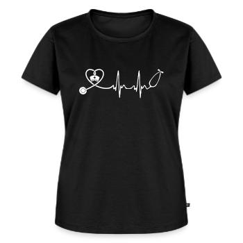 Krankenschwester Stethoskop Herzschlag T-Shirts - Frauen Premium Bio T-Shirt - Schwarz - Vorne - Selfina (174cm)
