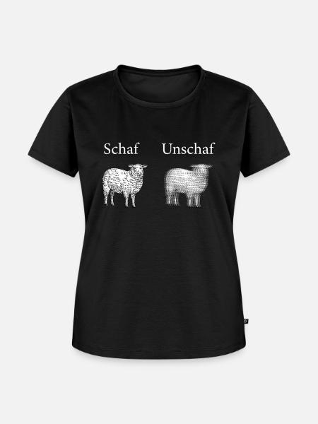 Schaf Unschaf Lustiges Bild - Frauen Premium Bio T-Shirt - Schwarz