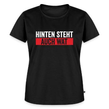 Hinten steht auch was- einseitig - Frauen Premium Bio T-Shirt - Schwarz - Vorne - Selfina (174cm)