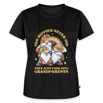 Old Hippies Never Die Hippie Geschenk - Frauen Premium Bio T-Shirt - Schwarz - Vorne - Selfina (174cm)