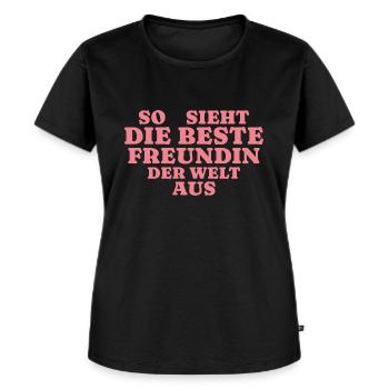 Beste Freundin Herz - Frauen Premium Bio T-Shirt - Schwarz - Vorne - Selfina (174cm)