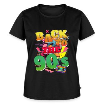 90s 90er - Frauen Premium Bio T-Shirt - Schwarz - Vorne - Selfina (174cm)