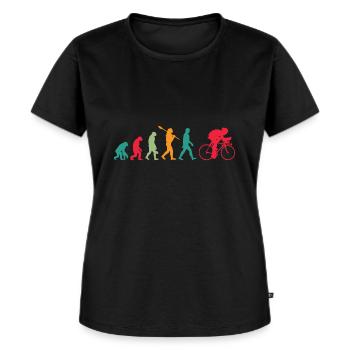 Fahrrad Fahren Fahrradfahrer Evolution Geschenk - Frauen Premium Bio T-Shirt - Schwarz - Vorne - Selfina (174cm)