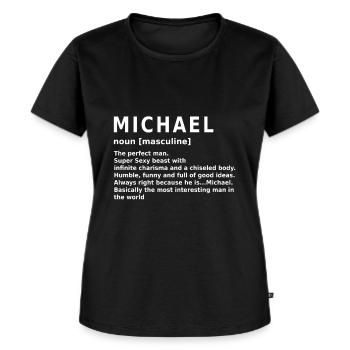 Michael Name Design - Frauen Premium Bio T-Shirt - Schwarz - Vorne - Selfina (174cm)