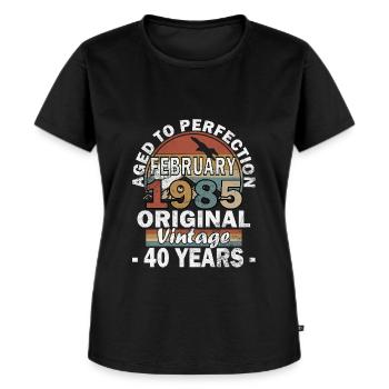 februar 1985, 40-års jubilæum 1985 februar 40-års jubilæum - Premium økologisk T-shirt til kvinder - sort - Foran - Selfina (174cm)