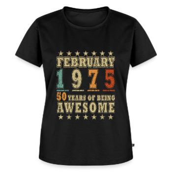 50 Jahre Jubiläum - Jahrgang - Februar 1975 - Frauen Premium Bio T-Shirt - Schwarz - Vorne - Selfina (174cm)