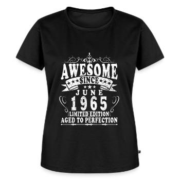 Juni 1965 Oprindelig 1965 Jubilæum 1965 Juni - Premium økologisk T-shirt til kvinder - sort - Foran - Selfina (174cm)