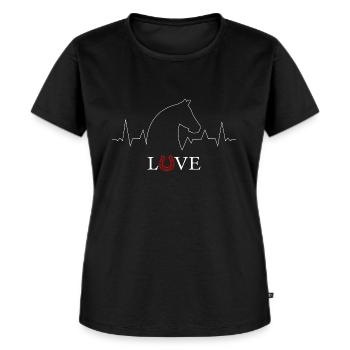 Pferdesprüche Pferdenarr Pferdedesign - Frauen Premium Bio T-Shirt - Schwarz - Vorne - Selfina (174cm)