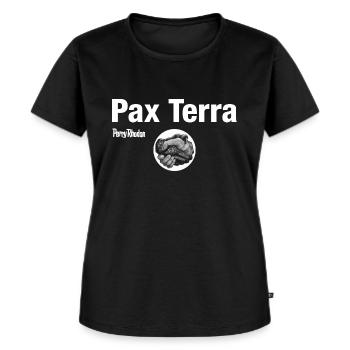 Pax Terra weiß - Frauen Premium Bio T-Shirt - Schwarz - Vorne - Selfina (174cm)