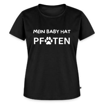 MEIN BABY HAT PFOTEN - Frauen Premium Bio T-Shirt - Schwarz - Vorne - Selfina (174cm)