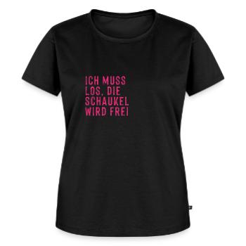 schaukel wird frei - Frauen Premium Bio T-Shirt - Schwarz - Vorne - Selfina (174cm)