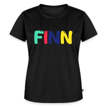 Name - Finn - Frauen Premium Bio T-Shirt - Schwarz - Vorne - Selfina (174cm)
