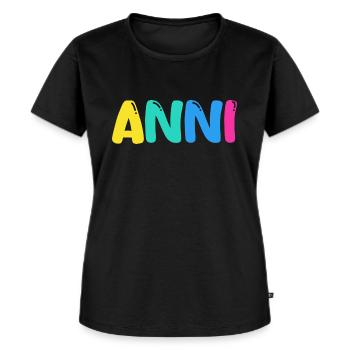 Name - Anni - Frauen Premium Bio T-Shirt - Schwarz - Vorne - Selfina (174cm)