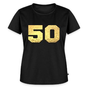 Nummer 50 Gold Glitter - 50-jähriges Jubiläum - Frauen Premium Bio T-Shirt - Schwarz - Vorne - Selfina (174cm)