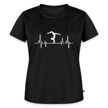 Turnen Turner Turnerin Herzschlag - Frauen Premium Bio T-Shirt - Schwarz - Vorne - Selfina (174cm)