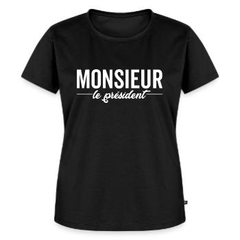Humour Monsieur Le Président Blague Personne Drole - T-shirt Premium bio Femme - noir - Devant - Selfina (174cm)