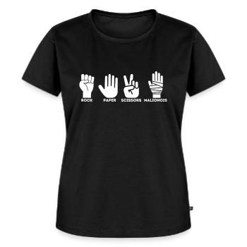 Stein Papier Schere Malinois - Frauen Premium Bio T-Shirt - Schwarz - Vorne - Selfina (174cm)