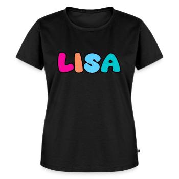Nom - Lisa - T-shirt Premium bio Femme - noir - Devant - Selfina (174cm)