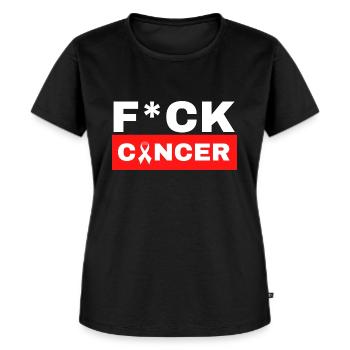F*CK Cancer, cancer de merde, lutte contre le cancer - T-shirt Premium bio Femme - noir - Devant - Selfina (174cm)