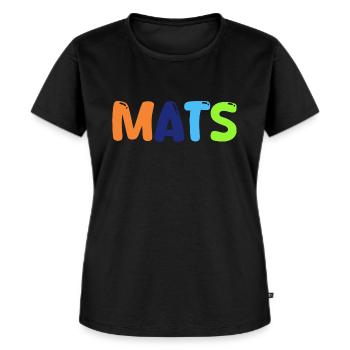Name - Mats - Frauen Premium Bio T-Shirt - Schwarz - Vorne - Selfina (174cm)