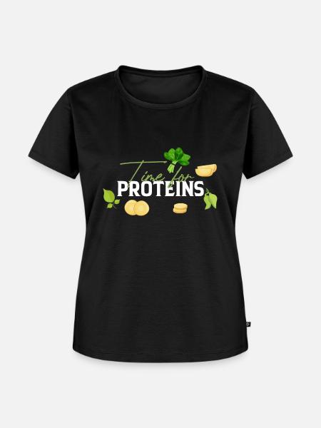 Time for Proteins - Frauen Premium Bio T-Shirt - Schwarz