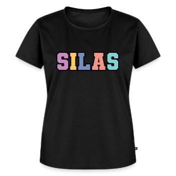 Nom - Silas - T-shirt Premium bio Femme - noir - Devant - Selfina (174cm)