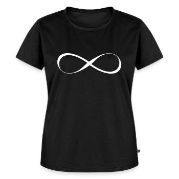 Unendlichkeit Symbol Infinity Kalligrafie - Frauen Premium Bio T-Shirt - Schwarz - Vorne - Selfina (174cm)