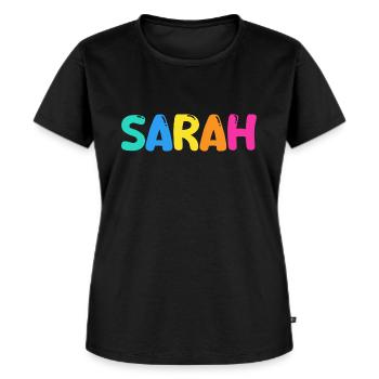 Name - Sarah - Frauen Premium Bio T-Shirt - Schwarz - Vorne - Selfina (174cm)