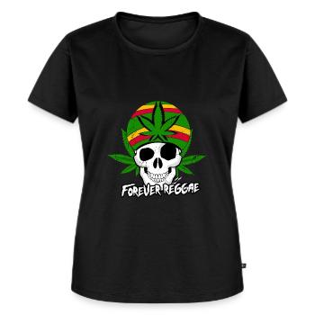 REGGAE SKULL, MARLEY, RASTA, RASTAFARI, JAMAICA - Women's Premium Organic T-shirt - black - Front - Selfina (174cm)