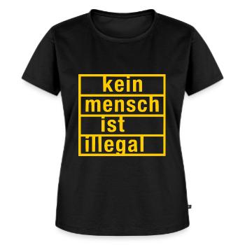 kein mensch ist illegal - Frauen Premium Bio T-Shirt - Schwarz - Vorne - Selfina (174cm)