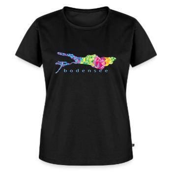 Bodensee colored blue font - Frauen Premium Bio T-Shirt - Schwarz - Vorne - Selfina (174cm)
