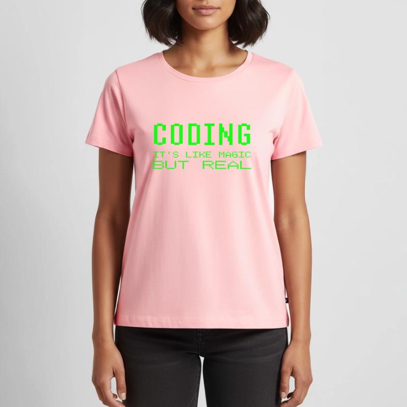 Coder c'est comme de la magie mais une vraie blague de programmation T-shirt Premium bio Femme