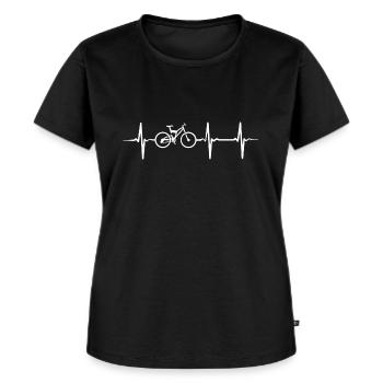 Herzschlag Fahrrad - Frauen Premium Bio T-Shirt - Schwarz - Vorne - Selfina (174cm)