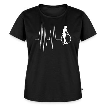 Herzschlag Herzlinie Herzfrequenz Hula Hoop Shirt - Frauen Premium Bio T-Shirt - Schwarz - Vorne - Selfina (174cm)