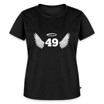 Engel Zahl 49 - 49. Geburtstag Flügel - Frauen Premium Bio T-Shirt - Schwarz - Vorne - Selfina (174cm)