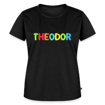 Name - Theodor - Women's Premium Organic T-shirt - black - Front - Selfina (174cm)