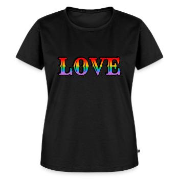 Amour arc-en-ciel rétro - T-shirt Premium bio Femme - noir - Devant - Selfina (174cm)