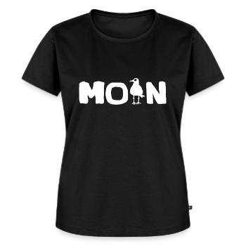 Moin Moin Möwe - Frauen Premium Bio T-Shirt - Schwarz - Vorne - Selfina (174cm)